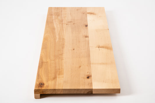 Stair tread Windowsill with overhang Birch Rustic, full stave lamellas, 20 mm, Matte lacquered