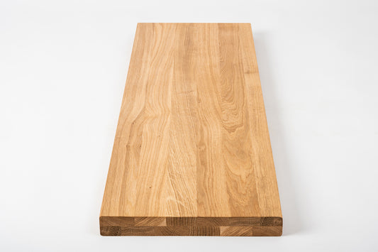 Shelf Stair tread Riser Windowsill Oak A/B, full stave lamellas, 35 mm, 2-layer, Hard wax oil Natural (colourless)