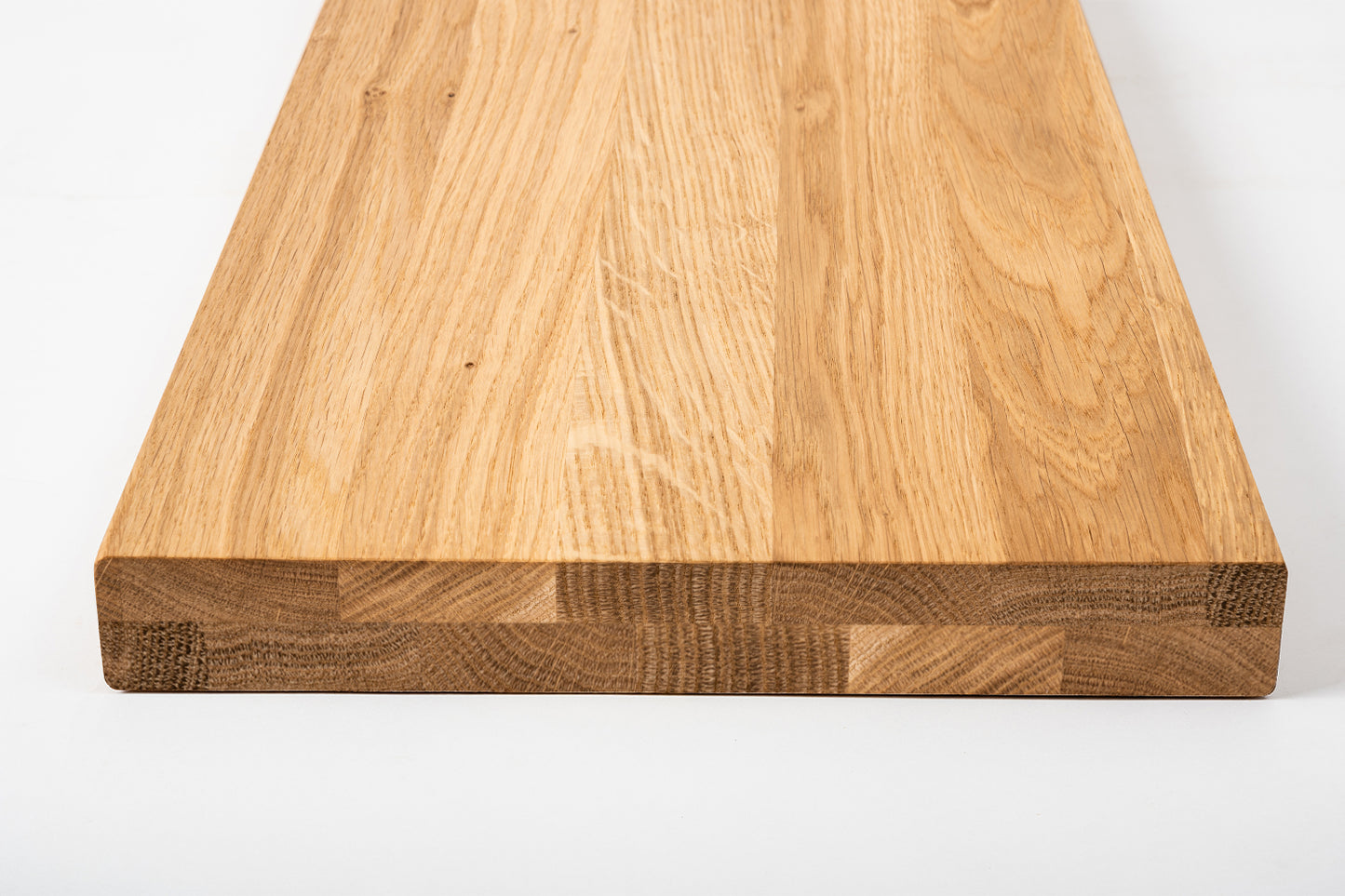 Shelf Stair tread Riser Windowsill Oak A/B, full stave lamellas, 35 mm, 2-layer, Hard wax oil Natural (colourless)