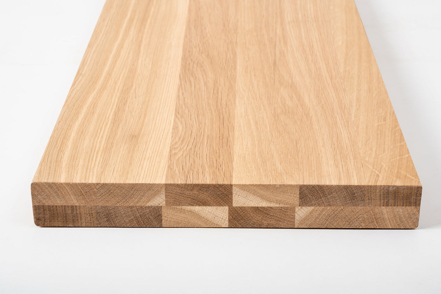 Tablette Marche d'escalier Rehausse Appui de fenêtre Chêne A/B, lamelles entières, 40 mm, 2 couches, huile de cire dure Naturelle Blanc