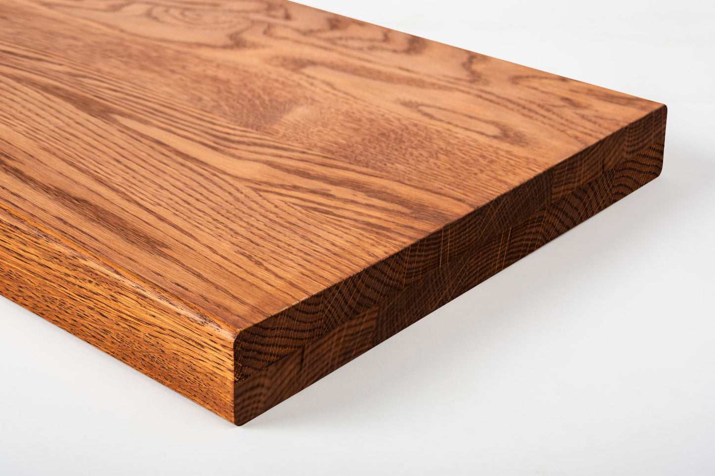 Tablette Marche d'escalier Garde-corps Appui de fenêtre Chêne A/B, lamelles entières, 40 mm, 2 plis, huilé cerisier