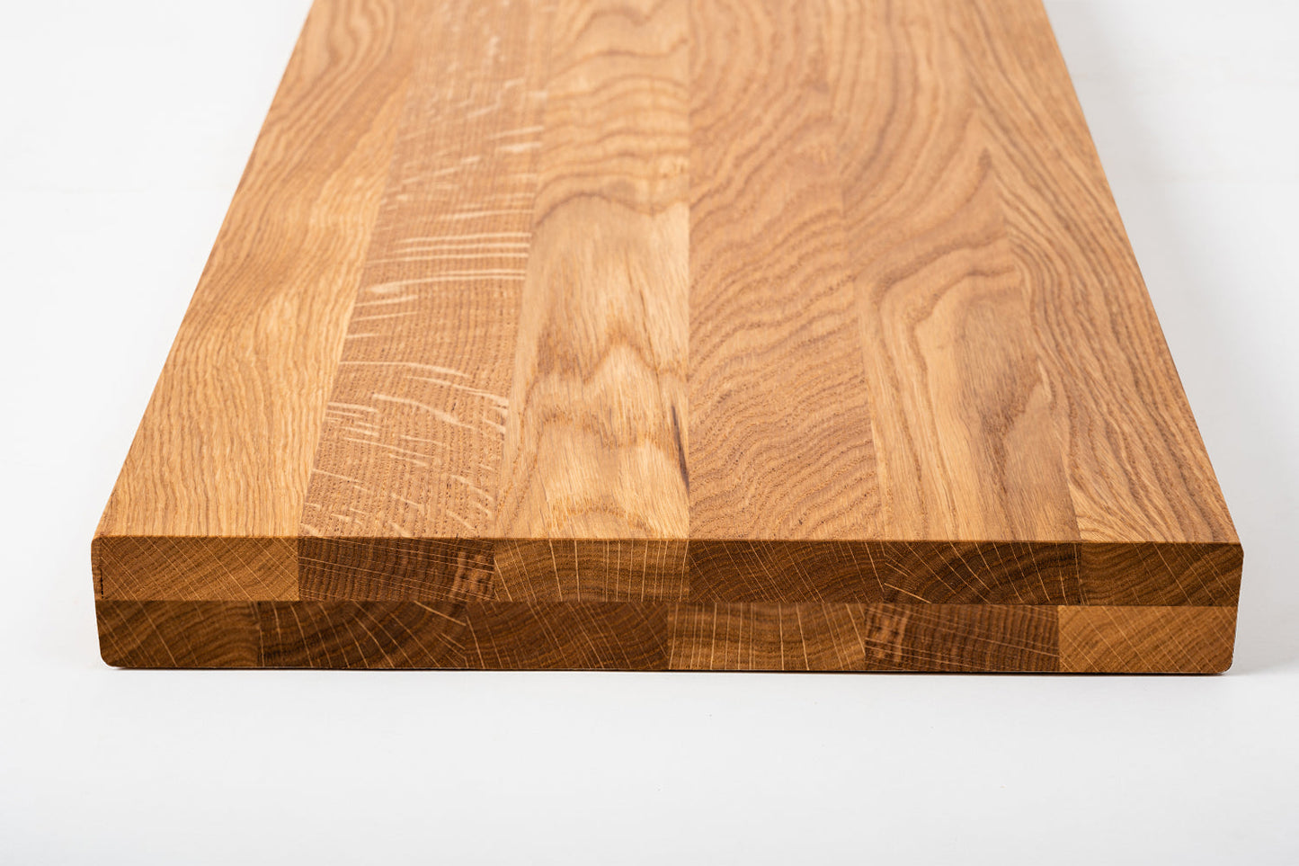 Tablette Marche d'escalier Elévation Appui de fenêtre Chêne A/B, lamelles entières, 40 mm, 2 plis, Huile naturelle
