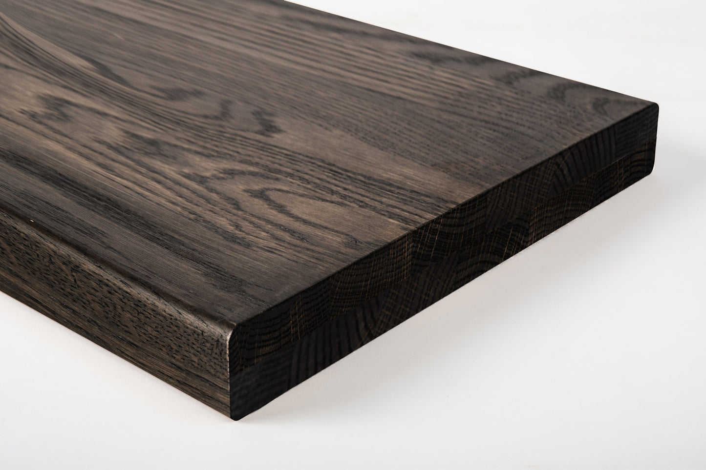 Tablette Marche d'escalier Rehausse Appui de fenêtre Chêne A/B, lamelles entières, 40 mm, 2 plis, Huile noire