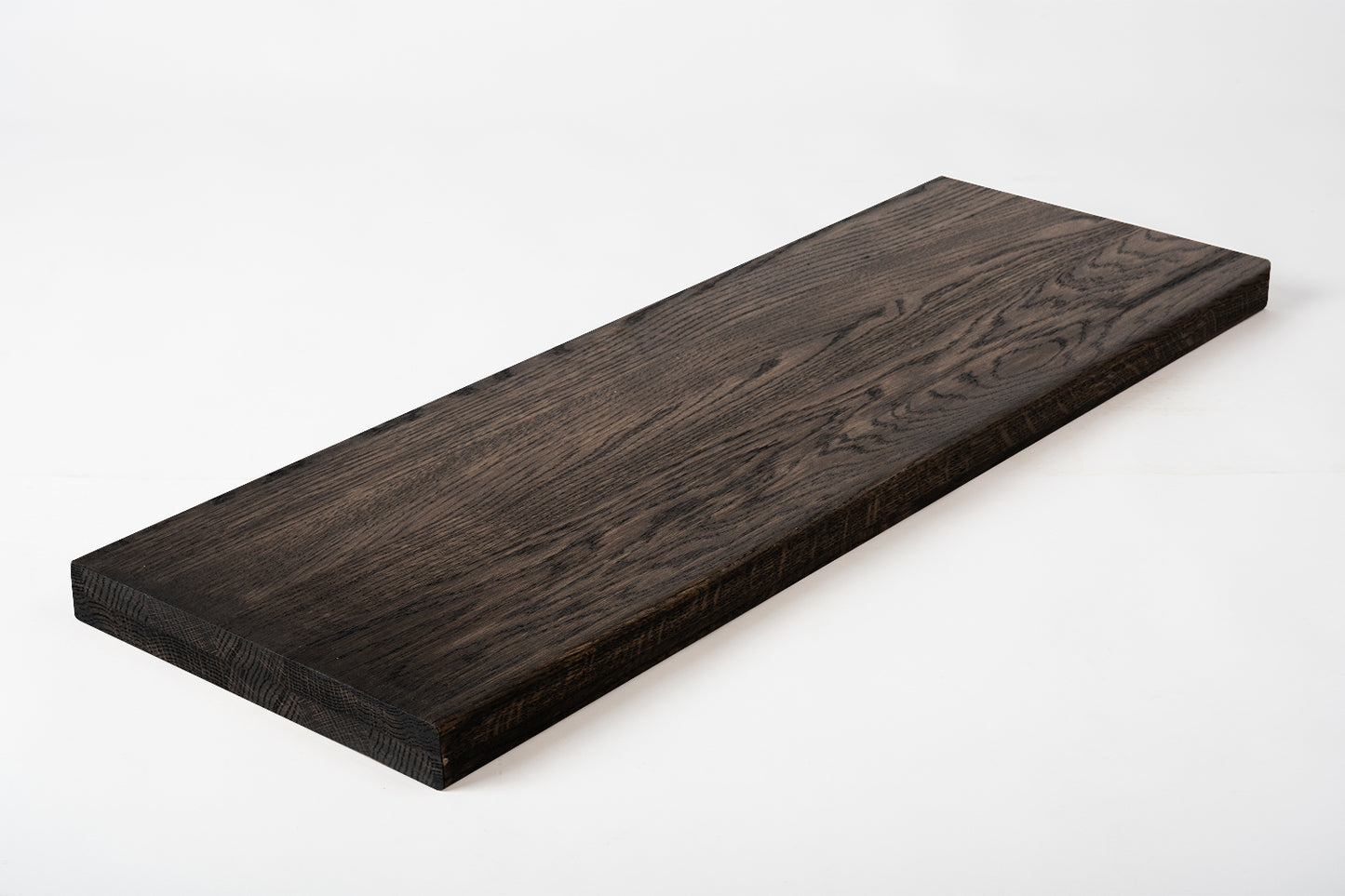 Shelf Stair tread Riser Windowsill Oak A/B, full stave lamellas, 35 mm, 2-layer, Black oil