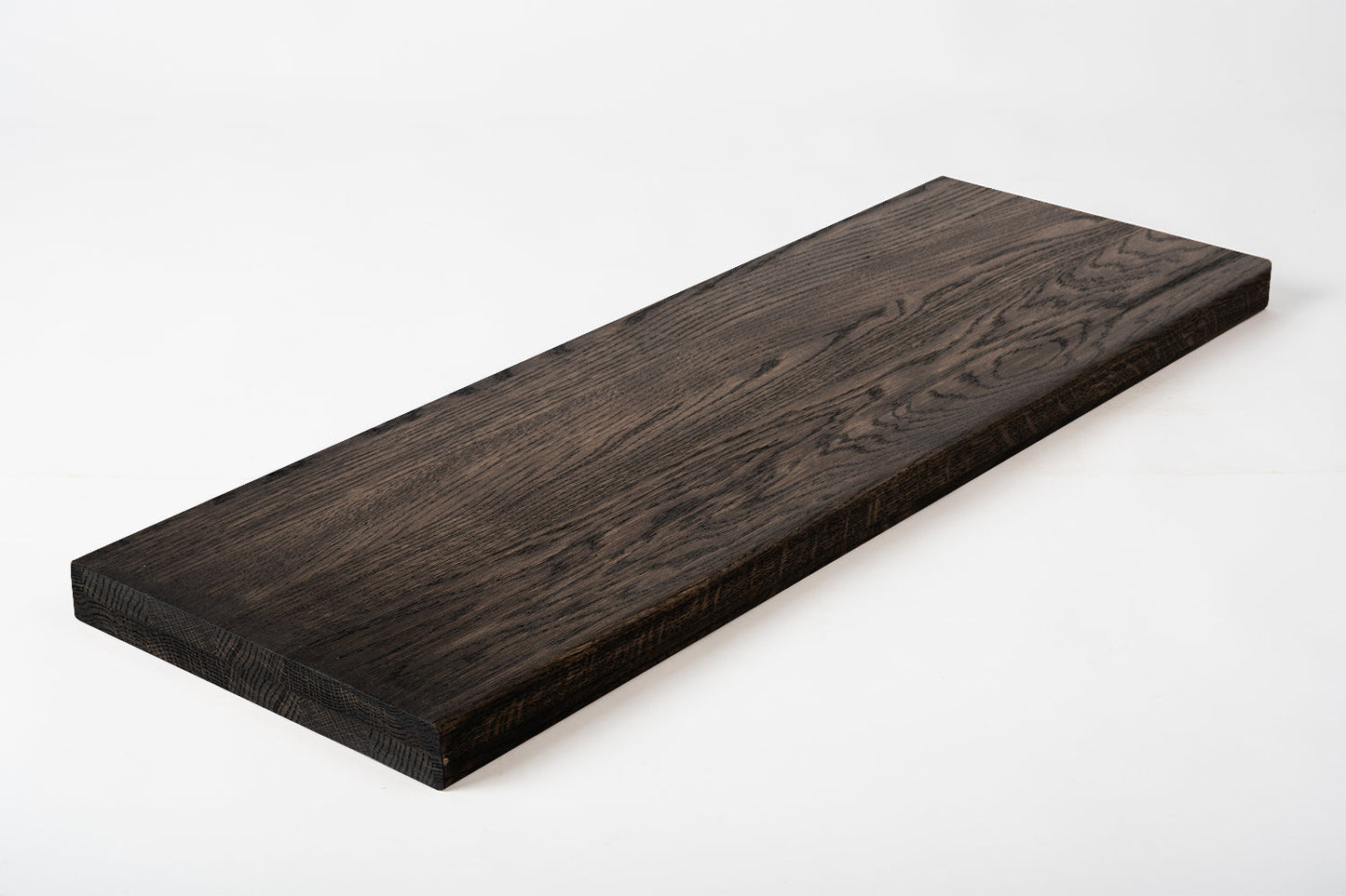 Tablette Marche d'escalier Rehausse Appui de fenêtre Chêne A/B, lamelles entières, 40 mm, 2 plis, Huile noire