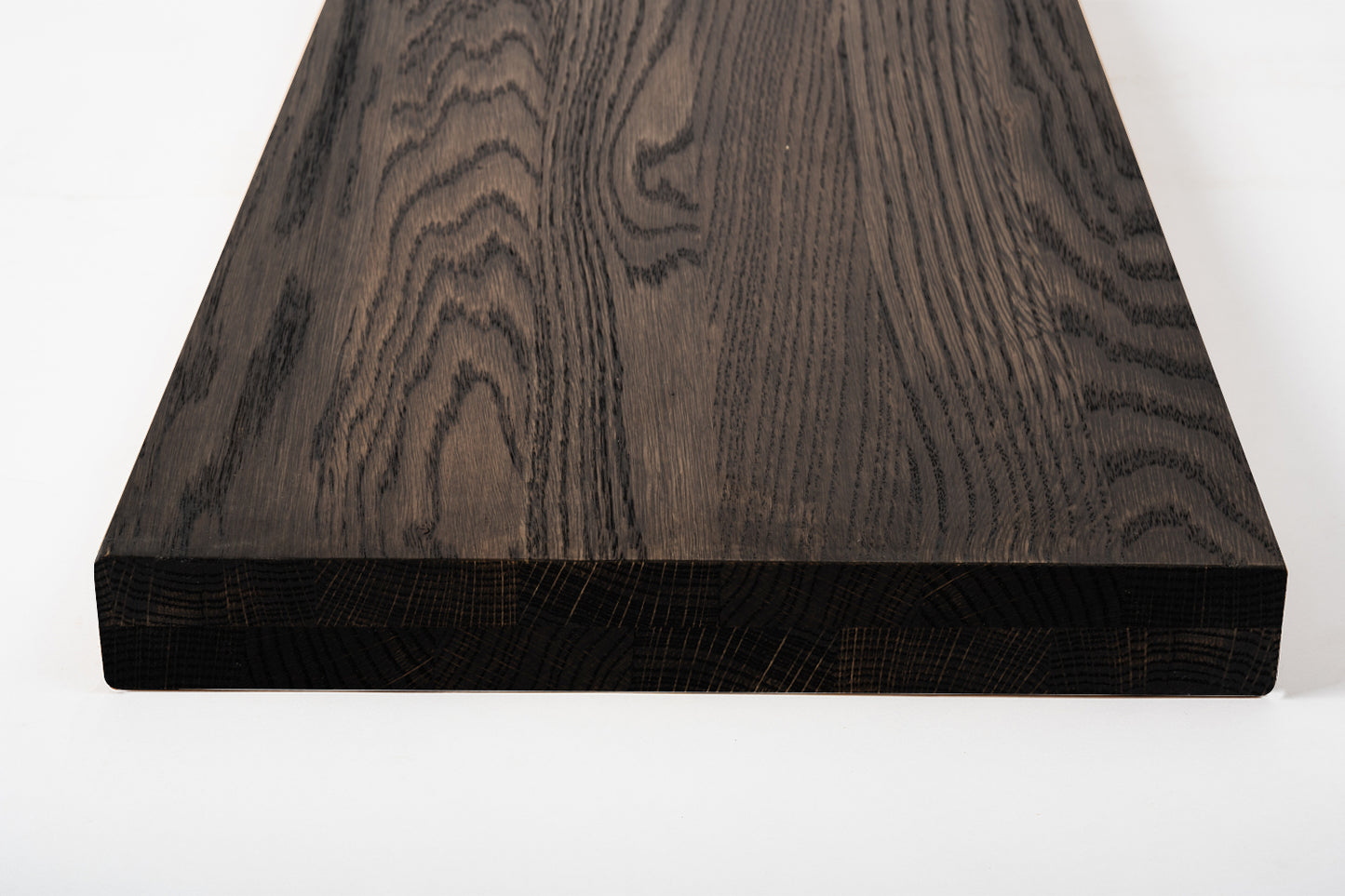 Shelf Stair tread Riser Windowsill Oak A/B, full stave lamellas, 35 mm, 2-layer, Black oil