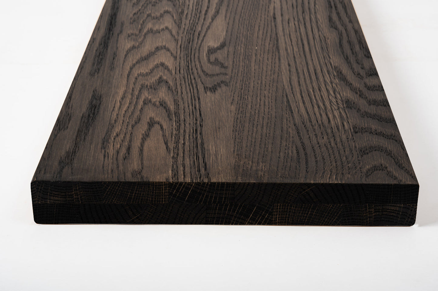 Tablette Marche d'escalier Rehausse Appui de fenêtre Chêne A/B, lamelles entières, 40 mm, 2 plis, Huile noire