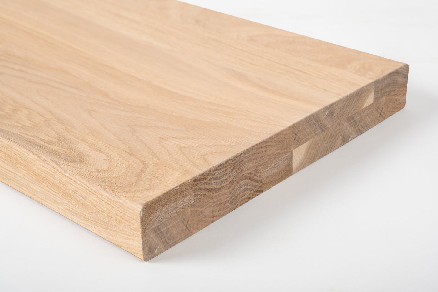 Tablette Marche d'escalier Rehausse Appui de fenêtre Chêne A/B, lamelles entières, 40 mm, 2 plis, Huile blanche
