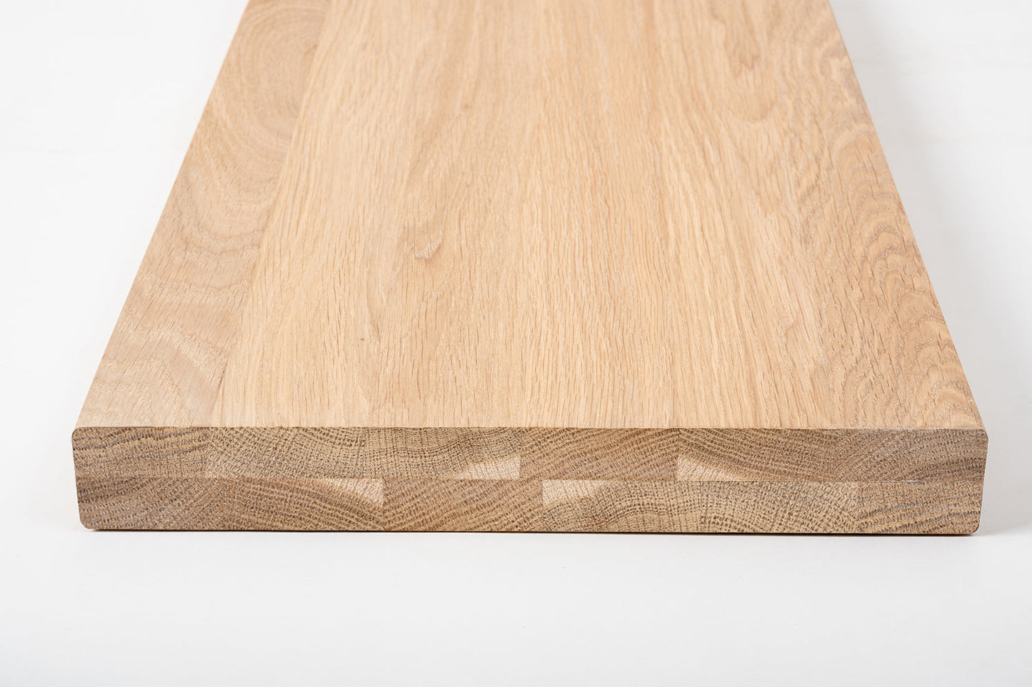 Tablette Marche d'escalier Rehausse Appui de fenêtre Chêne A/B, lamelles entières, 40 mm, 2 plis, Huile blanche