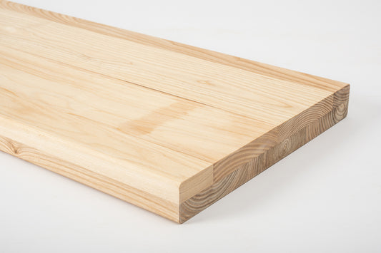Shelf Stair tread Riser Windowsill Ash A/B, full stave lamellas, 40 mm, 2-layer, Hard wax oil Natural white