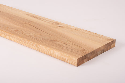 Shelf Stair tread Riser Windowsill Ash Rustic, full stave lamellas, 40 mm, 2-layer, Hard wax oil Natural (colourless)