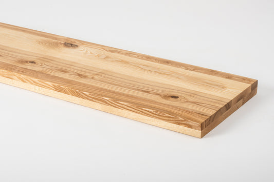 Shelf Stair tread Riser Windowsill Ash Rustic, full stave lamellas, 40 mm, 2-layer, Matte lacquered