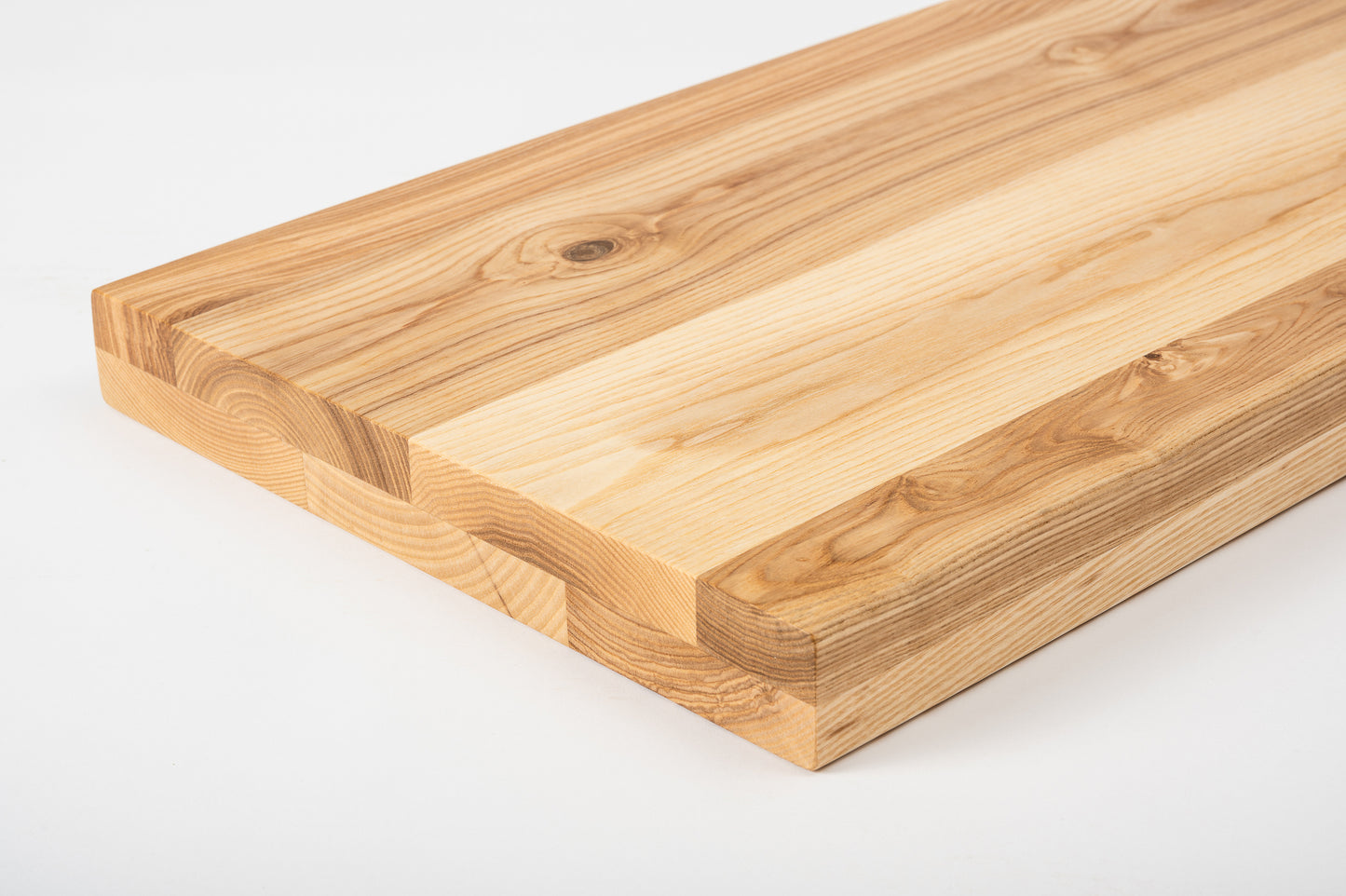 Shelf Stair tread Riser Windowsill Ash Rustic, full stave lamellas, 40 mm, 2-layer, Matte lacquered