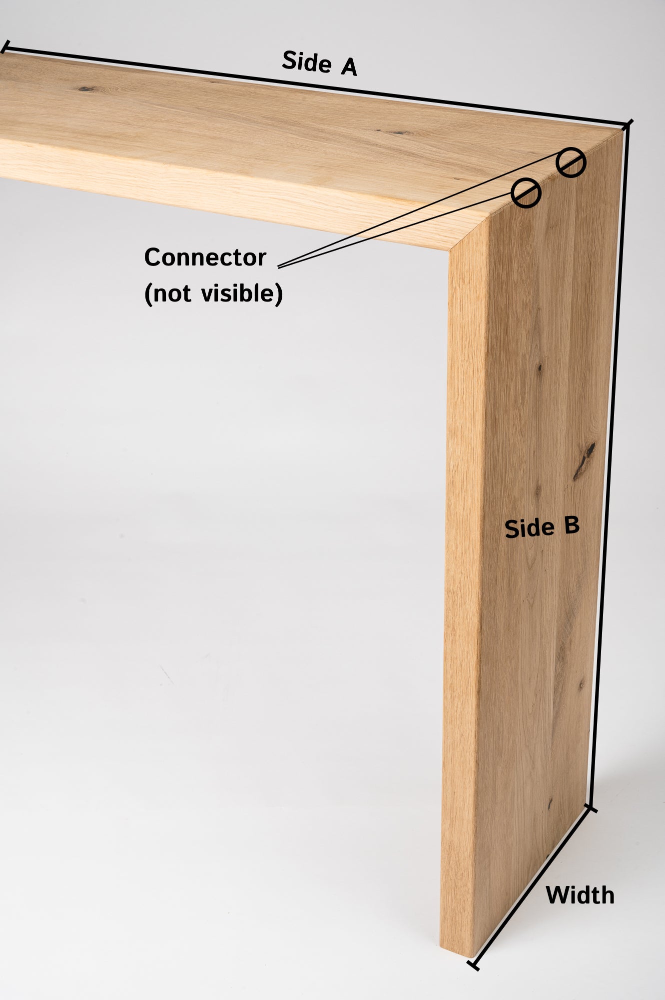 Solid Oak Rustic Breakfast Bar with connector, full stave lamellas, 40mm, width: 200mm
