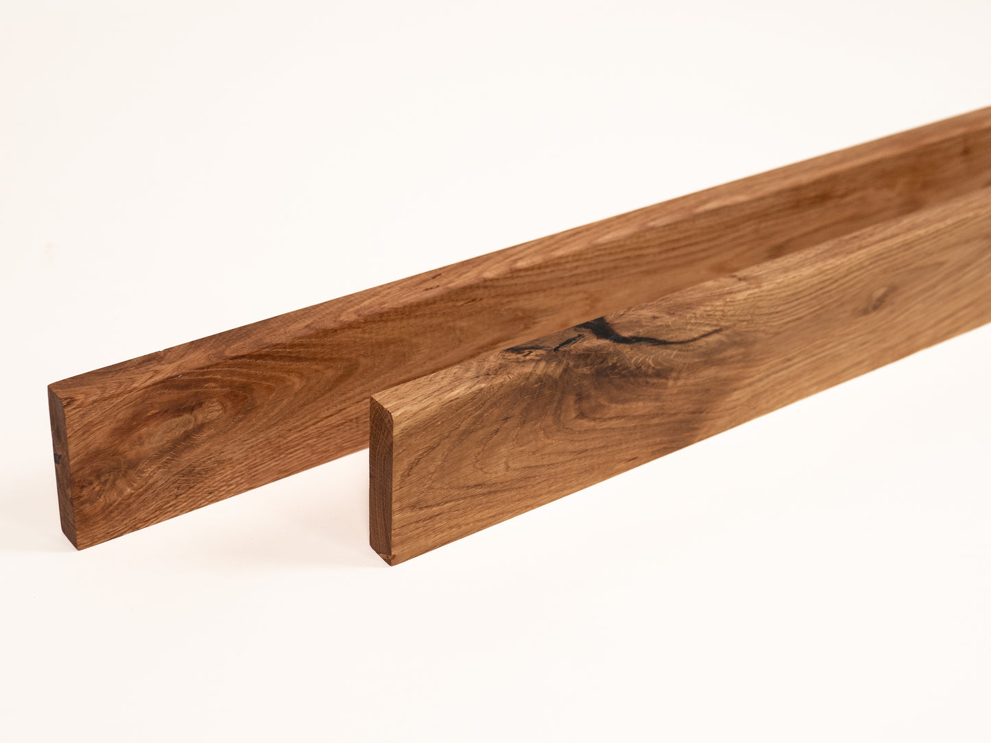 Solid Skirting Board Oak Rustic, 18x70x2000mm with radius, Natural oil, filled