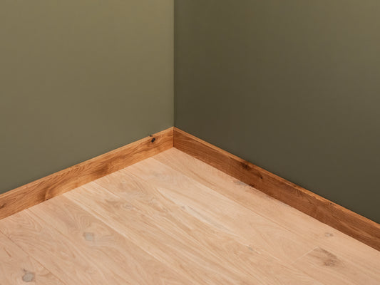 Solid Skirting Board Oak Rustic, 18x70x2000mm with radius, Natural oil, filled