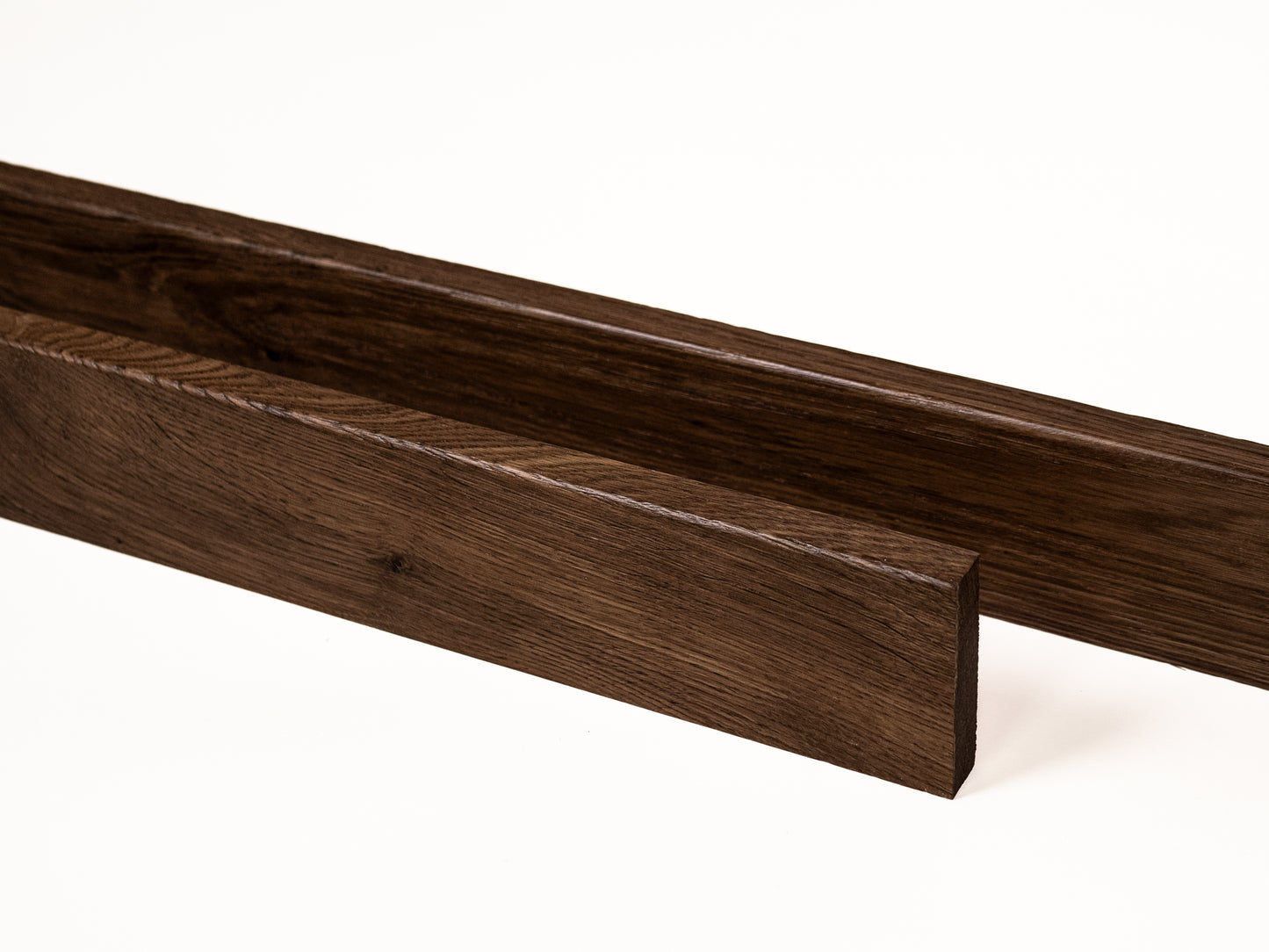 Solid Skirting Board Smoked Oak Rustic, 18x70x2000mm with radius, matte lacquered, filled, brushed