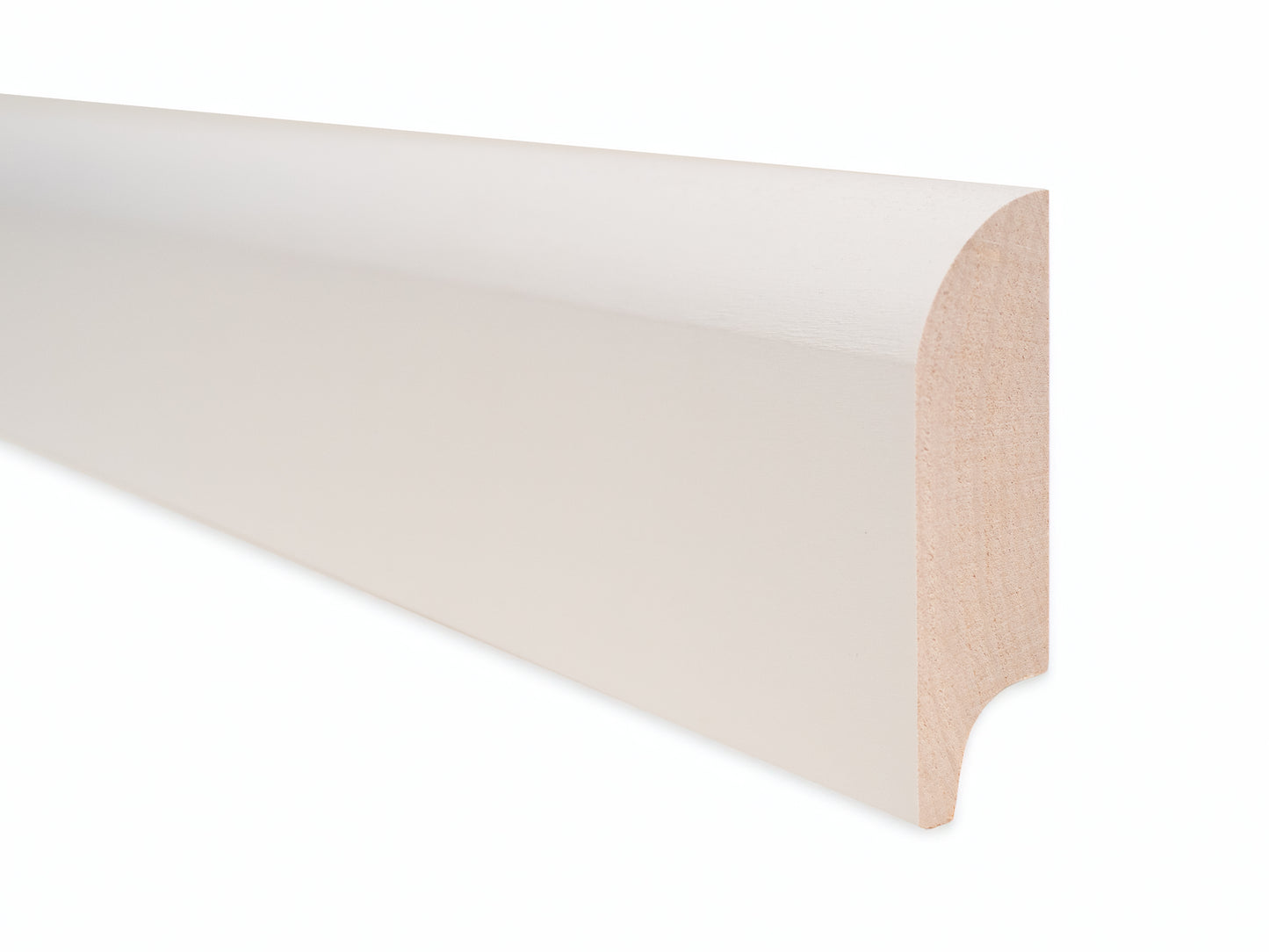 Solid Skirting Board Birch Rustic 20x70mm White lacquered 1,5-2,5m with radius 20mm