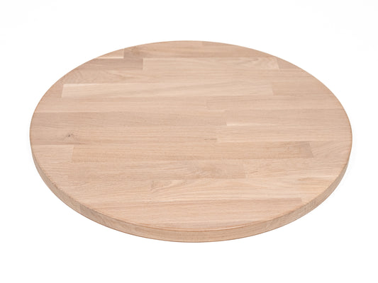 Round Tabletop Worktop Oak A/B, finger jointed lamellas, 40 mm, chalked white oil