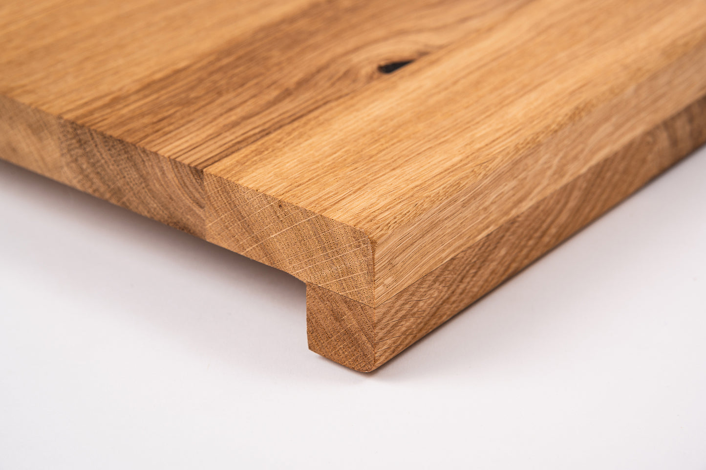 Stair tread Windowsill with overhang Oak Rustic, finger jointed lamellas, 20 mm, Hard wax oil Natural (colourless)