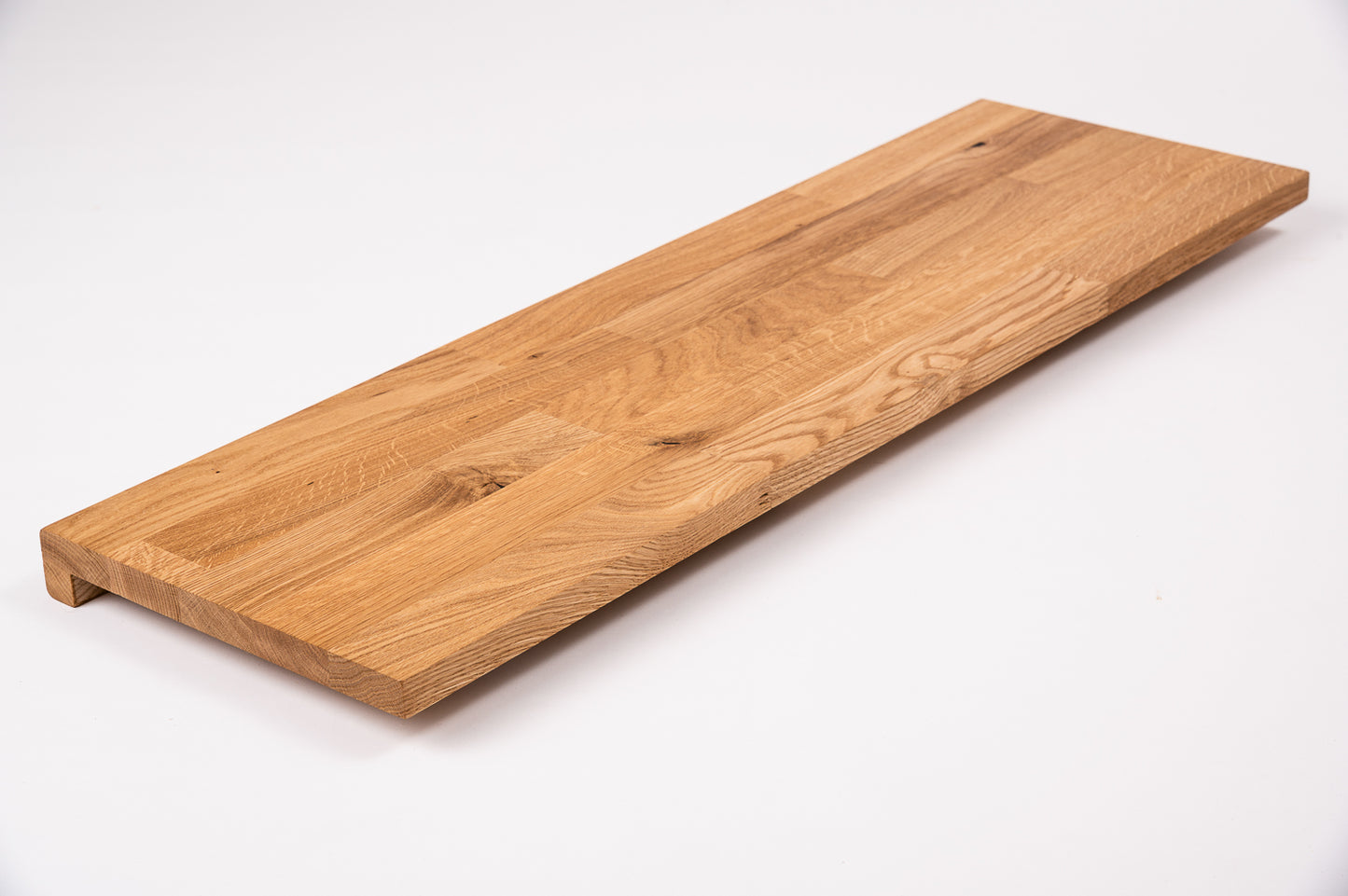 Stair tread Windowsill with overhang Oak Rustic, finger jointed lamellas, 20 mm, Hard wax oil Natural (colourless)