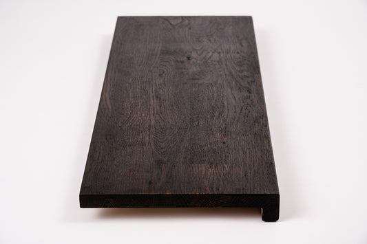 Stair tread Windowsill with overhang Oak Rustic, finger jointed lamellas, 20 mm, Black oil