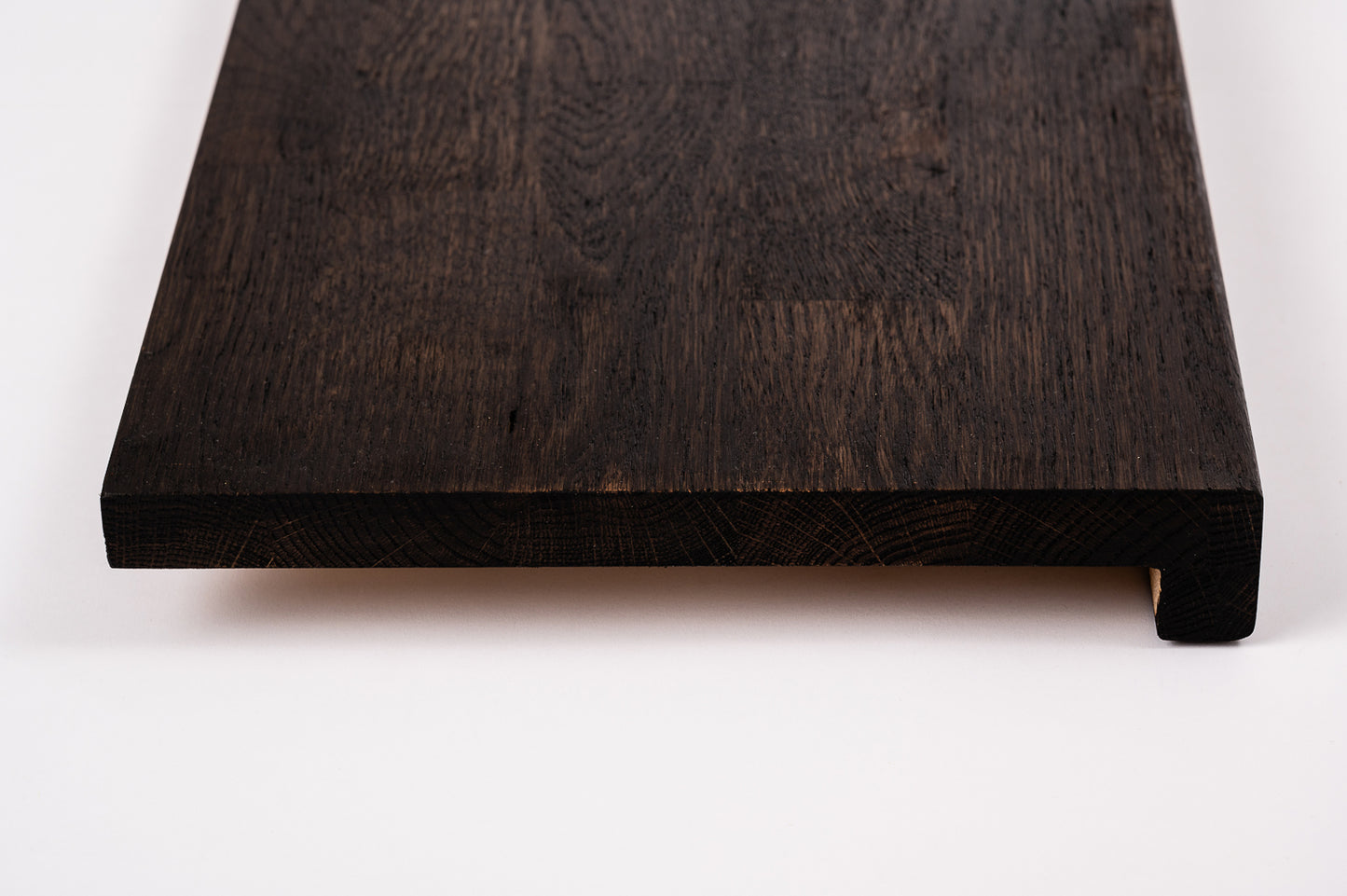Stair tread Windowsill with overhang Oak Rustic, finger jointed lamellas, 20 mm, Black oil
