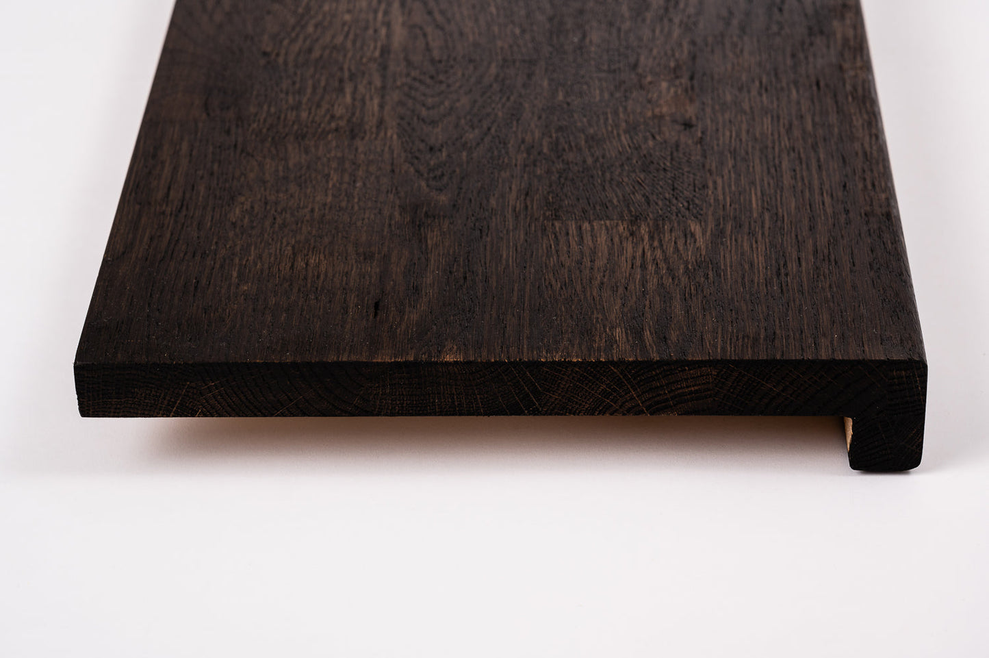 Stair tread Windowsill with overhang Oak Rustic, finger jointed lamellas, 26 mm, Black oil