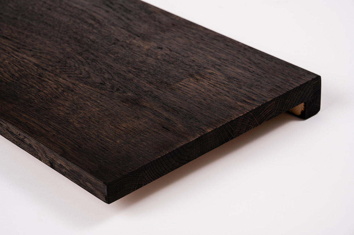 Stair tread Windowsill with overhang Oak Rustic, finger jointed lamellas, 26 mm, Black oil