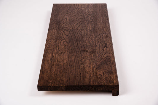 Stair tread Windowsill with overhang Oak Rustic, finger jointed lamellas, 26 mm, Walnut oil