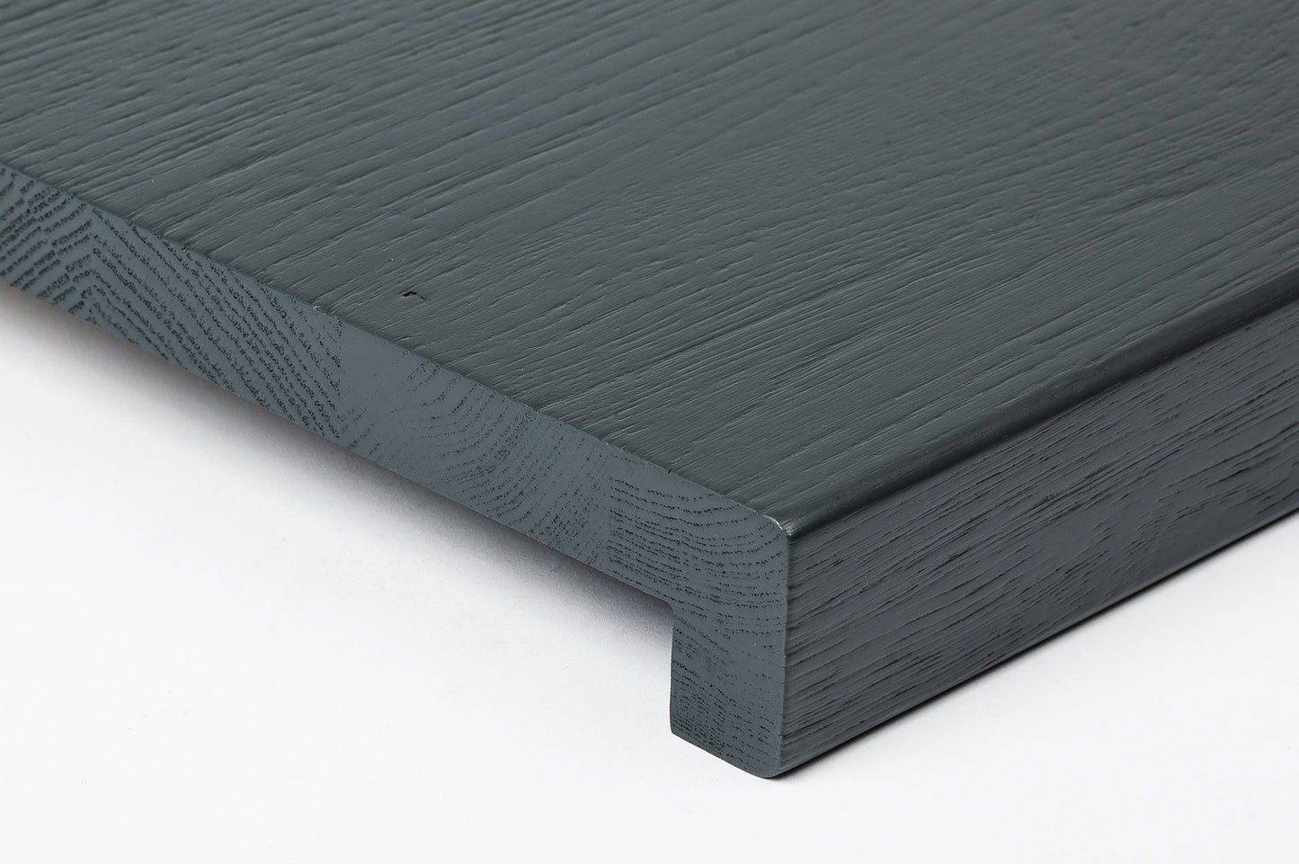 Stair tread Windowsill with overhang Oak A/B, finger jointed lamellas, 20 mm, Brushed, Anthracite gray lacquered (RAL7016)