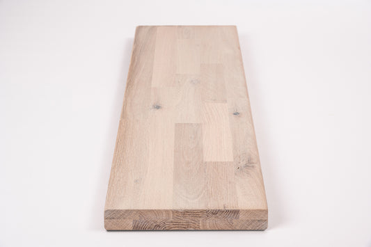 Etagère Marche d'escalier contremarche Appui de fenêtre Chêne rustique, lamelles aboutées, 40 mm, 2 couches, brossé, huile blanche crayeuse