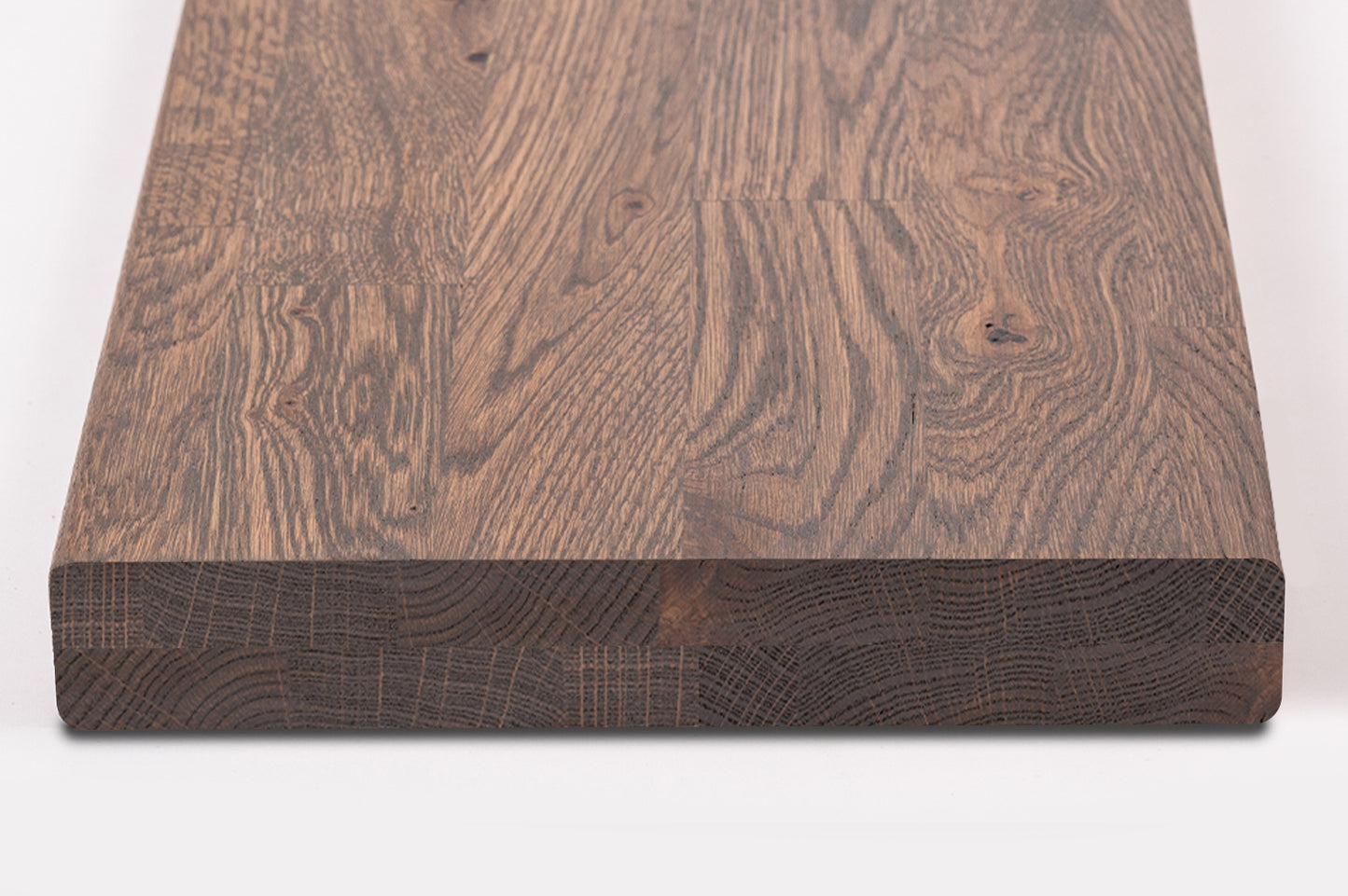 Shelf Stair tread Riser Windowsill Oak Rustic, finger jointed lamellas, 40 mm, 2-layer, Graphite oil