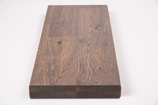 Etagère Giron d'escalier Elévateur Appui de fenêtre Chêne rustique, lamelles aboutées, 40 mm, 2 couches, Huile graphite