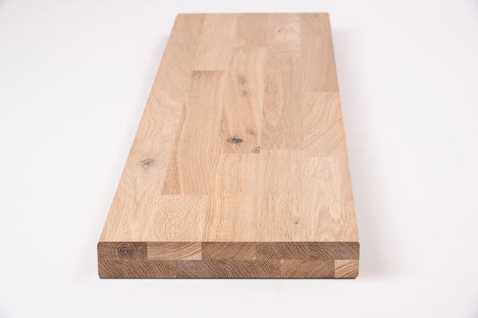 Shelf Stair tread Riser Windowsill Oak Rustic, finger jointed lamellas, 40 mm, 2-layer, White oil