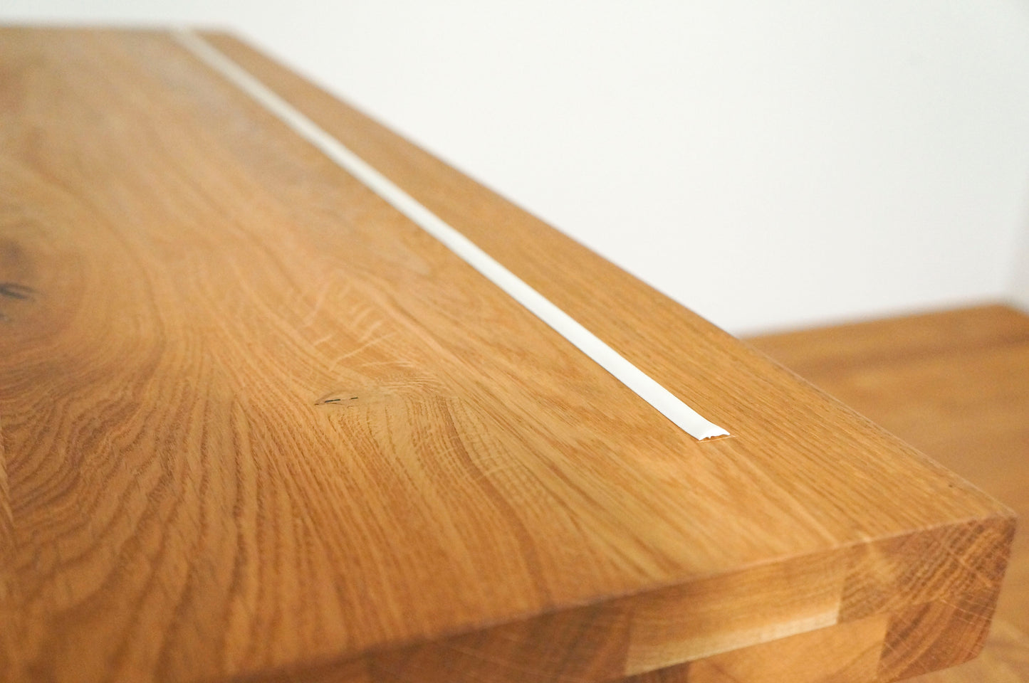 Stair tread Oak Rustic full stave lamellas, 35 mm, 2-layer, natural oil, with anti-slip rubber lip