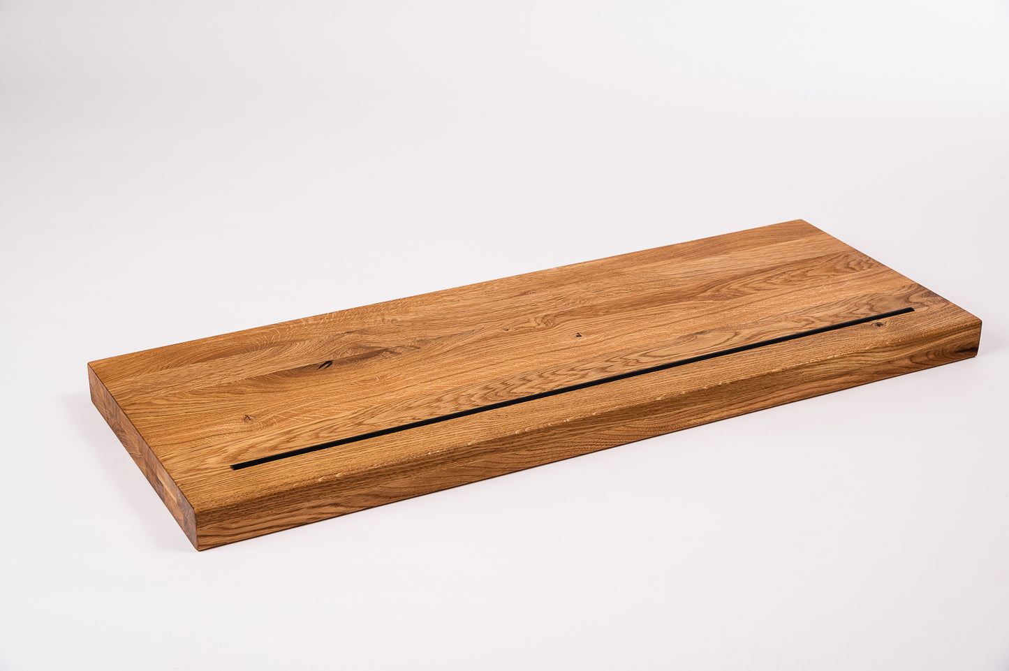 Stair tread Oak Rustic full stave lamellas, 40 mm, 2-layer, natural oil, with anti-slip rubber lip