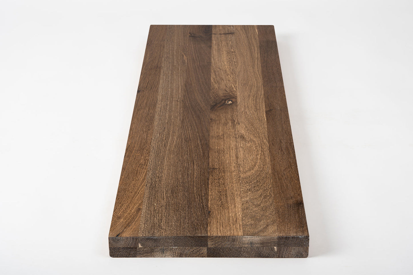 Shelf Stair tread Riser Windowsill Smoked Oak Rustic, full stave lamellas, 35 mm, 2-layer, Hard wax oil Natural white