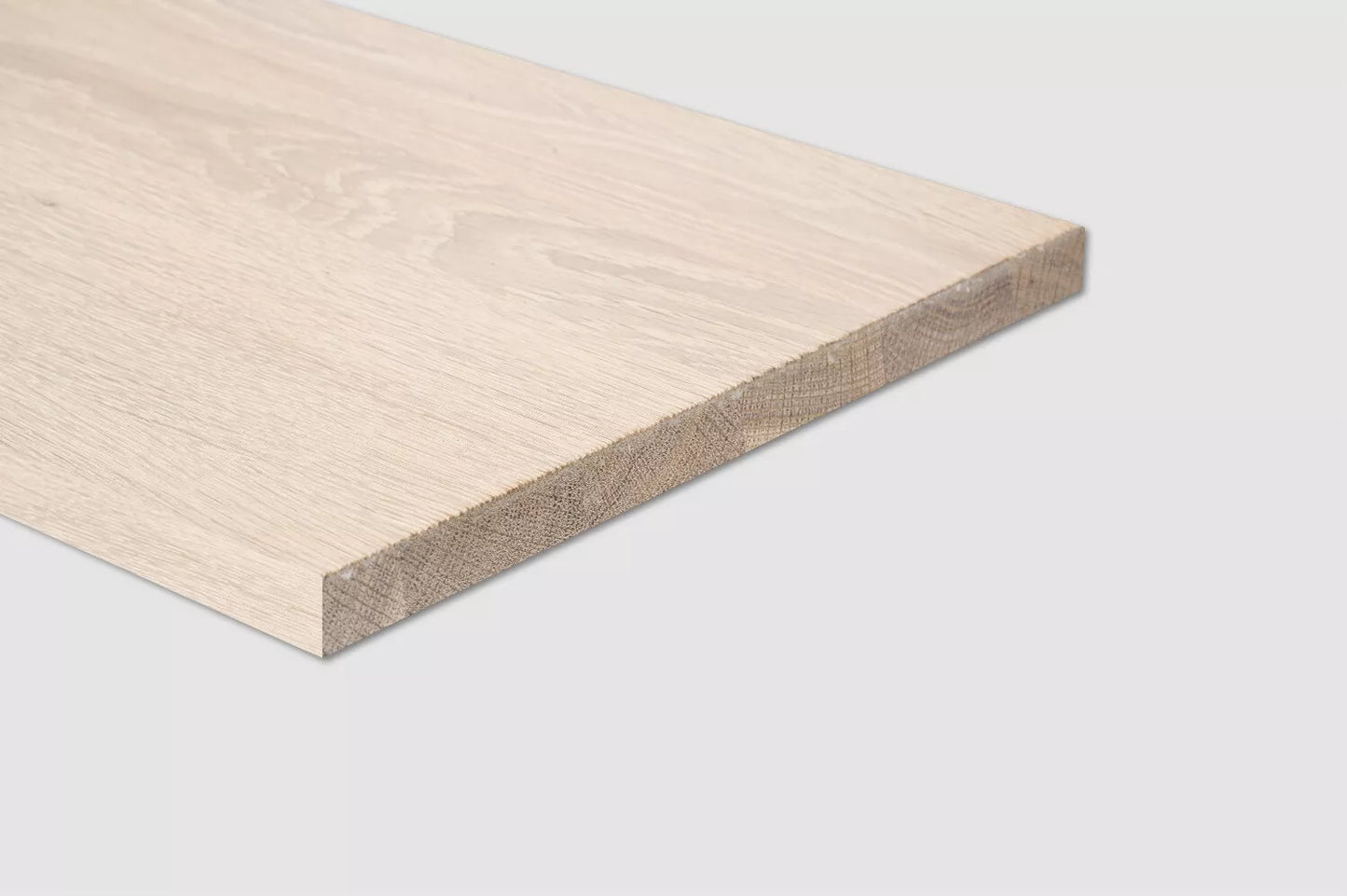 Shelf Stair tread Riser Windowsill Oak Rustic, full stave lamellas, 20 mm, Brushed, Chalked white oil