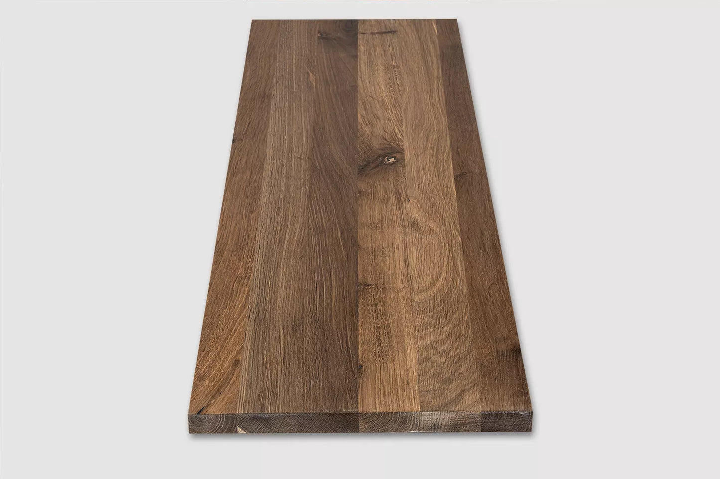 Shelf Stair tread Riser Windowsill Smoked Oak Rustic, full stave lamellas, 26 mm, Hard wax oil Natural white