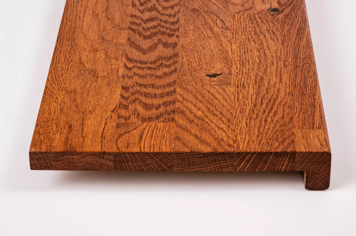 Stair tread Windowsill with overhang Oak Rustic, finger jointed lamellas, 20 mm, Cherry oil