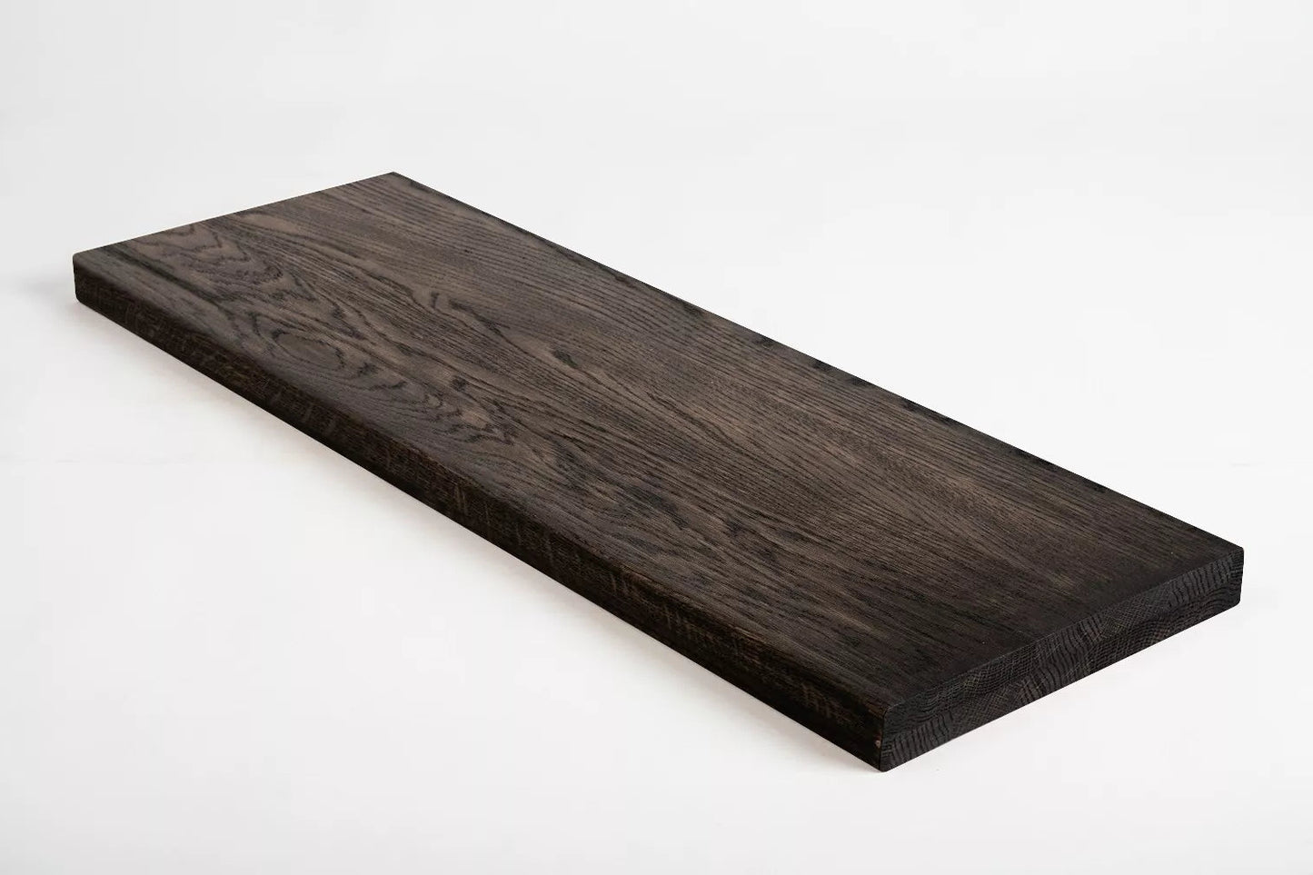 Shelf Stair tread Riser Windowsill Oak Rustic, full stave lamellas, 35 mm, 2-layer, Black oil