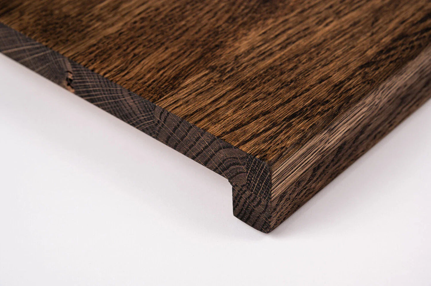Stair tread Windowsill with overhang Oak Rustic, finger jointed lamellas, 26 mm, Smoked oil