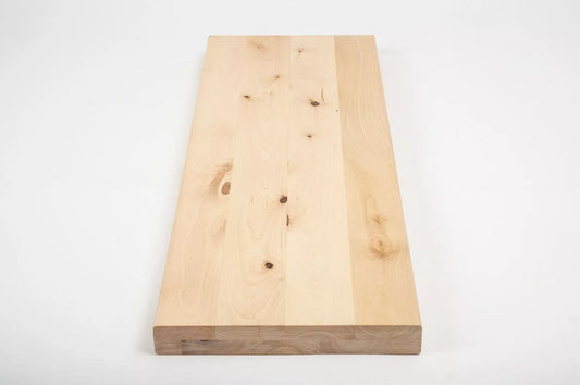 Shelf Stair tread Riser Windowsill Birch Rustic, full stave lamellas, 40 mm, 2-layer, Hard wax oil nature white