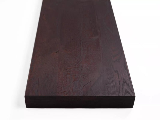 Shelf Stair tread Riser Windowsill Oak Rustic, full stave lamellas, 52 mm, 3-layer, Dark walnut oil