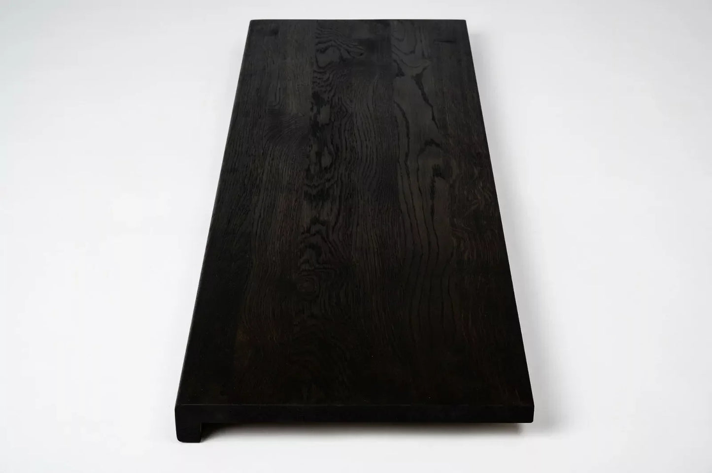 Stair tread Windowsill with overhang Smoked Oak Rustic, full stave lamellas, 26 mm, Black oil