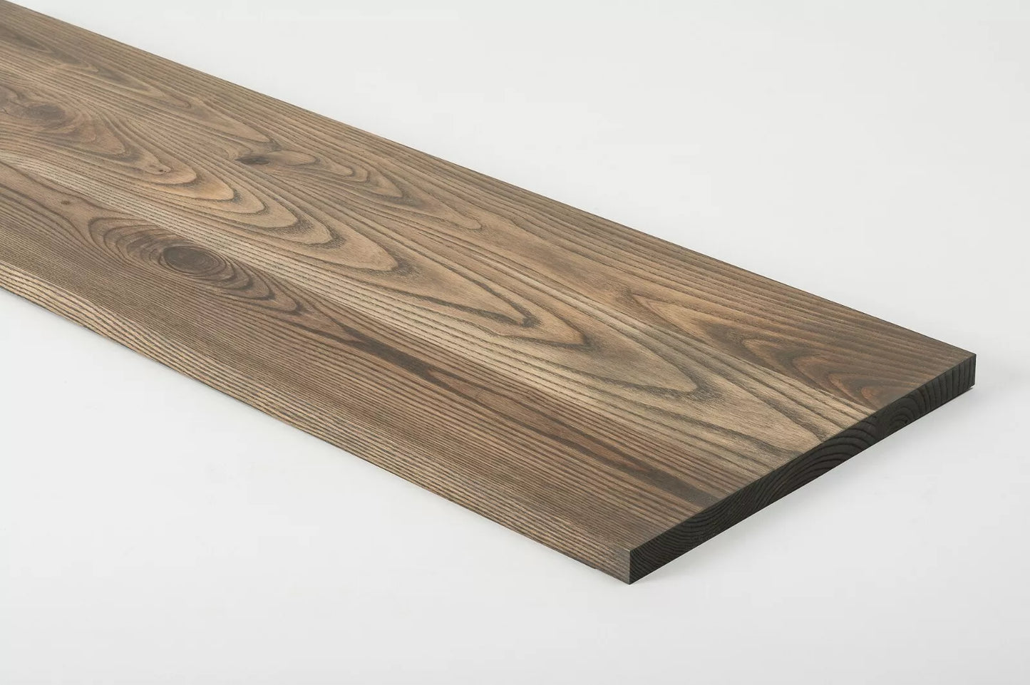 Shelf Stair tread Riser Windowsill Ash Rustic, full stave lamellas, 20 mm, Graphite oil