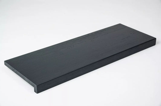 Stair tread Windowsill with overhang Oak Rustic, finger jointed lamellas, 20 mm, Brushed, Anthracite gray lacquered (RAL7016)