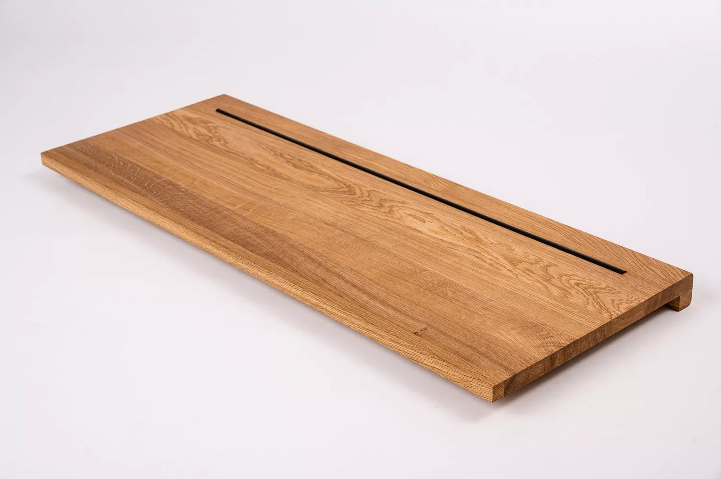 Marche d'escalier avec surplomb Chêne A/B, lamelles entières, 26 mm, huile naturelle, avec rebord en caoutchouc antidérapant