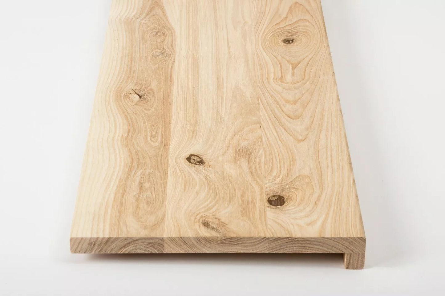 Stair tread Windowsill with overhang Ash Rustic, full stave lamellas, 20 mm, Unfinished